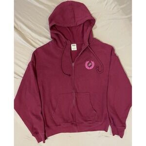 Victorias Secret Pink Everyday Fleece Relaxed Full Zip Hoodie burgundy Small